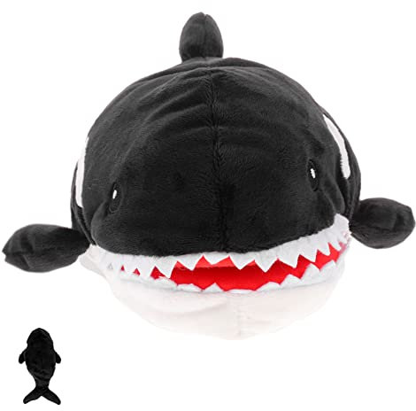 HEMOTON Hai-Marionette Kinderspielzeug Plüsch Hund Handpuppe Hase Spielzeugtiere interaktives Kindergarten Handpuppe Wal tierisches PP Baumwolle Black