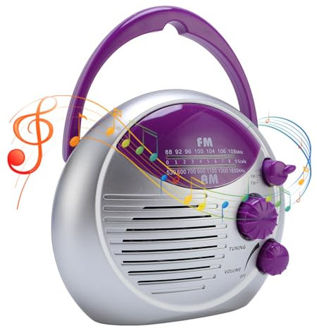 Radio de Douche Suspendue Am FM, IPX4 Radio de Salle de Bain Opérationnelle Imperméable avec Poignée Supérieure, pour Plage, Salle de Bain, Cuisine, Extérieur