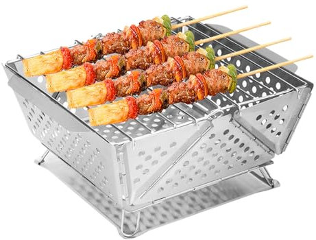 Mini - Fumoir en acier inoxydable, grille pliante multifonction portable pour plage, camping, bateau, pique-nique, balcon, maison, jardin, terrasse, voyage, cuisine