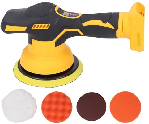 Pulidora inalámbrica DCB200 de 6 velocidades, kit de pulido y encerado para coche, color amarillo, 6 pulgadas