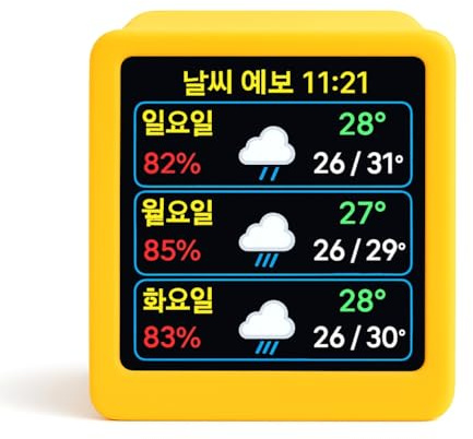 Duanthry Korean Smart Desktop Weather Station Wifi Enabled Portable Display with Temperature, Humidity, Time, Alarms Clock Decoration D