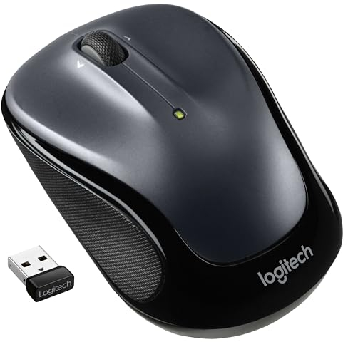 Logitech M325s Kabellose Maus, 2.4 GHz Verbindung via USB-Empfänger, 1000 DPI Optischer Sensor, 18-Monate Akkulaufzeit, 3 Tasten, PC/Mac/Laptop/Chromebook - Dunkelgrau