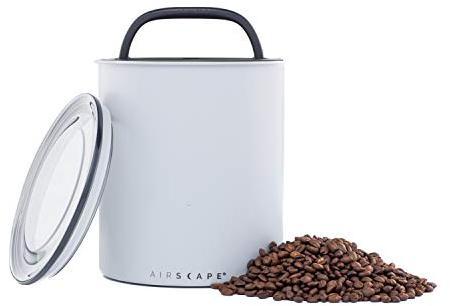 Airscape Coffee Storage Canister (1.1 kg Dry Beans) - Extra Large Kilo Size Food Storage Container, US patented Airtight Two Way Valve Lid Pushes Air Out to Preserve Freshness (Matte Grey)