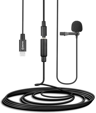 Walimex pro Boya M2 Microphone for iOS - Small and Powerful 50Hz - 20kHz for iOS Devices - Lightning Adapter Cable Also Suitable for Digitizing