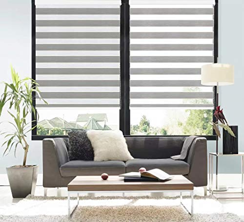 TANZUOER Zebra rullgardiner dubbla lager rullgardiner ljusfiltrering dag och natt persienner, höjd 150 cm