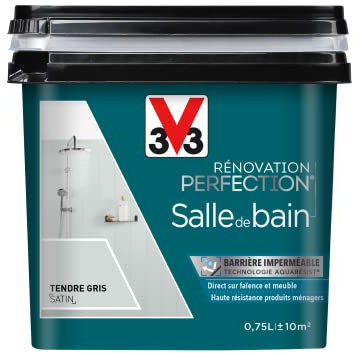 V33 Peinture de rénovation salle de bain, Rénovation perfection Tendre gris satin 750ml