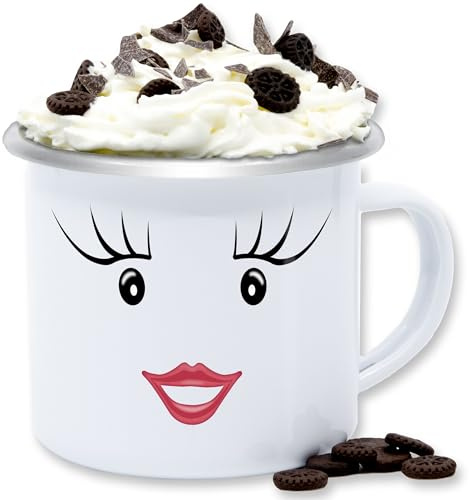 Emaille Tasse Blechtasse - Karneval & Fasching - Tassen - Partner Kostüm Milch und Schokolade Milky Partnerkostüm I Paar Kostüm Milky and Chocolate couple costume - 300 ml - Weiß Silber