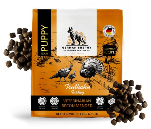 German Shephy Trockenfutter für Welpen - Hypoallergen, Hoher Fleischanteil, Truthahn & Kartoffel, Getreidefrei, Leicht verdaulich, Gelenk und Immunitätsgesundheit hundefutter für alle Rassen (3kg)
