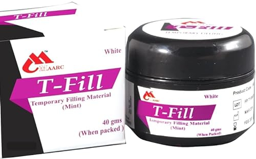 T-Fill 40gm - Temporary Denture Home Repair Filling, Eugenol Free Material - lost filling, loose caps, dental cavities, crowns or inlays - 40 applications- Quick Setting Excellent Strength