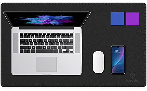 K Knodel Schreibtischunterlage, 60cm x 35cm PVC-Leder Tischunterlage, Wasserdichte Laptop Unterlage für Büro (Schwarz)