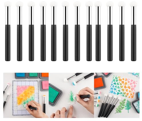 OTCRAFT 12Pcs/Set Sponge Applicators, Mini Paper Sponges Mushroom Heads Pouncers for Card Making, Ink Blending Brushes Background Blender Paintbrush Art Blending Tool Card Making Stamp InkBlending