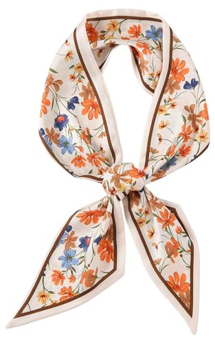 Giantree Exquisite Printed Satin Double Layer Headscarf for Women - Hair Wrapping and Handbag Accessories 55.11x5.12}