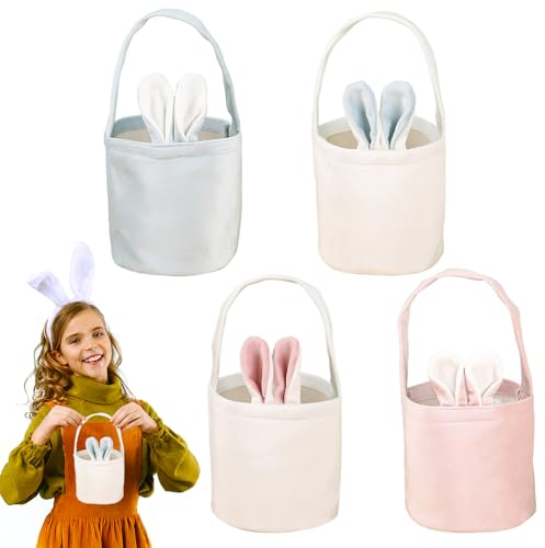 Oster-Karottenbeutel, badaren Ostertaschen Hase Zum Befüllen, Osternest Korb Kinder, Ostertasche Mit Ohren, Oster Geschenktüten Osterkörbchen Ostertüten Aufbewahrung Ostern Eier (conejo*4pcs)
