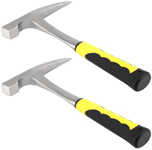 JOIKIT 2 martillos de púas de roca de 822.1 g, martillo de pico de pato de 12 pulgadas con agarre de reducción de golpes, martillo de ladrillo forjado para minería prospección geológica, 2 libras