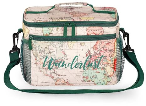 Legami - Bolsa Térmica para Almuerzo, Tema Travel, Bolsa Aislante para Comida, Capacidad 7,7 Litros, Correa Ajustable, 28 x 17 x 15 cm