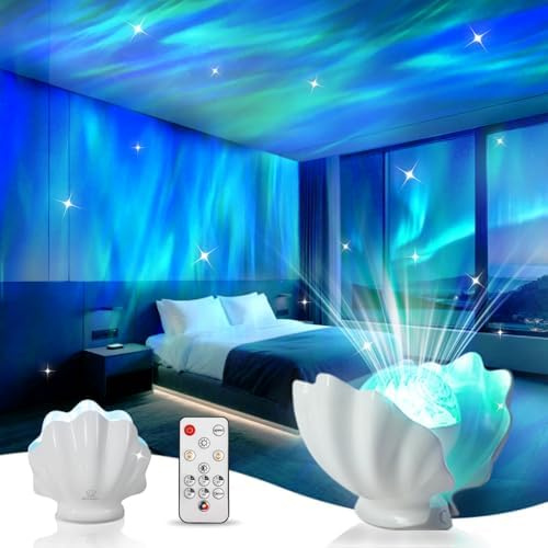 GLACIER GIFT Northern Lights Projector, Shell Night Light Built for Bedroom Nebula Lamp, Kids Dorm Decor, Cute Room Decor Aesthetic, Valentines Day Gifts