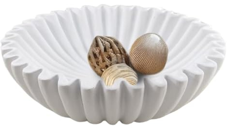 Tazón de volante, tazón decorativo y moderno de 9.8 pulgadas decoración de volantes con llave de la llave de la fruta con el estante de entrada de la cocina TableCandy