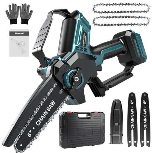 Mini segas a batteria 6 pollici, compatibile con il sistemas Makitaa 18V, motosega portatile brushless con lubrificazione automatica della catena, adatta per legname e rami.
