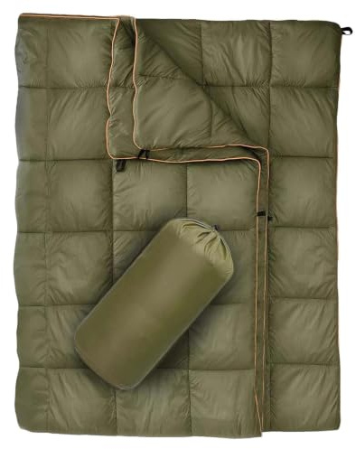 Dun campingfilt, mjuk lätt dunfilt för alla årstider, vattentätt campingtäcke, ultralätt nylon, utomhusresor och vandring, supervarm packbar design