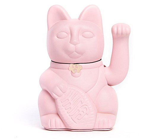 Gato de la Suerte Maneki Neko Lucky Cat con Pata Derecha en Movimiento Figura Decorativa Japonesa Original Pintada a Mano para Casa Negocio Oficina Entrada Regalo Amuleto ROSA PALO M (10x6x15cm)