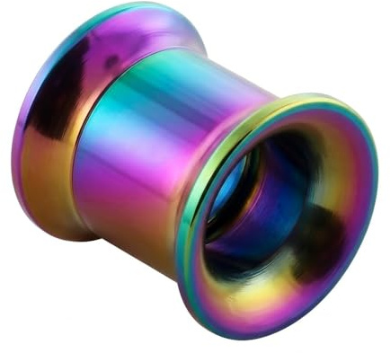 Monster Piercing 6mm Tunnels de Chair en Acier Chirurgical 316L anodisé Arc-en-Ciel - Jauge d'oreille à vis filetée Interne - Bouchons et Tunnels - Vendus à la pièce