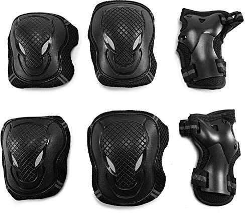 Adults Teens Kids Protective Gear Set 6 in 1 Knee Elbow Pads Wrist Guards Protection Safety Outdoor Sports Bike Skateboarding Riding Cycling Scooter Rollerblading Roller Skating (L-adult 60-75kg)