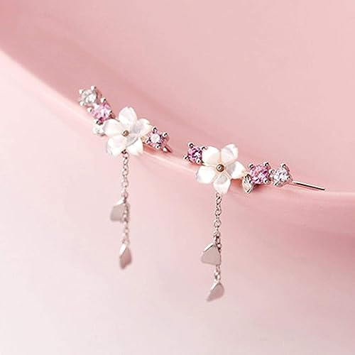 Argento Colore Moda Fiore Fiori di ciliegio Design Signora Donne Orecchini Pendenti Gioielli Regalo