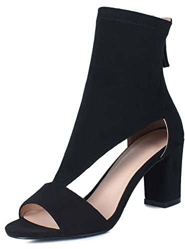 Sailimy Women's Black Open Toe Booties Summer Sandals Peep Toe Booties Boots 11