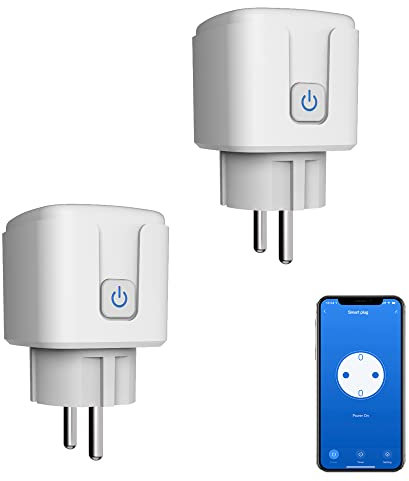 Prise WiFi intelligente : prise intelligente WiFi 16 A avec minuterie et fonction compte à rebours, moniteur d'énergie Smart Socket Switch Fonctionne avec Alexa (Wifi, lot de 2)