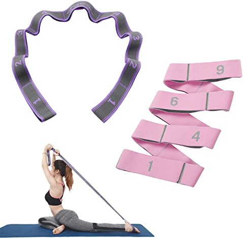 2 pièces Ceinture élastique de Fitness, Ceinture élastique de Yoga, Ceinture élastique réglable, Ceinture de Gymnastique, Ceinture de Tension, pour Le Yoga, la Danse, l'entraînement Musculaire