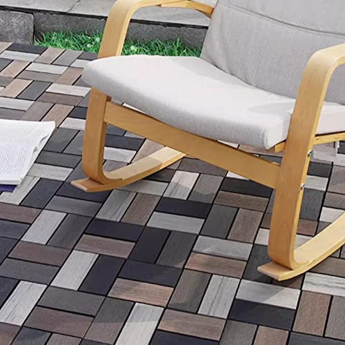 Piastrelle per terrazze ad Incastro, Piastrelle per terrazze in Legno per Esterni, Pavimentazione Impermeabile per balconi, Pavimento del Patio Decking Tiles per Il Portico Balcone Piscina Backyard (