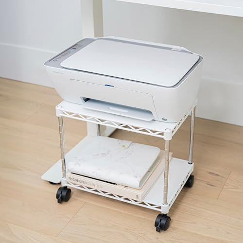 ZBRANDS Carrellino con Ruote Porta Stampante (Bianco, Mini) – Carrello Portaoggetti con Ruote e Supporto Stampante – Mobile Stampante Salvaspazio – Supporta Oltre 18 Kg di Carico