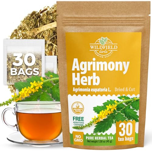 30 Bags Agrimony Herb Dried Cut Agrimony Flower Tea (Agrimonia Eupatoria L.) - 30 Count 1.5g Tea Bags Agrimonia Flor De Hierba De San Guillermo
