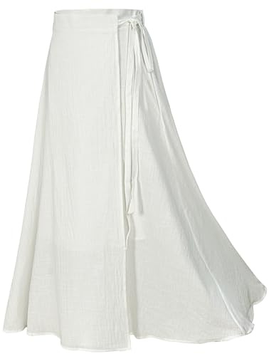 Mingyuezai Womens Wrap Skirt Ankle-Length Vintage Linen Skirts(Z2973WH,M)