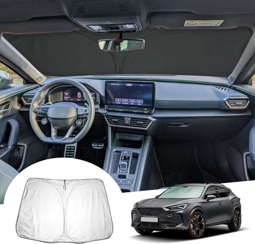 [Update] GAFAT Compatible con Cupra Formentor/Seat Leon MK4 2021-2026 2027 Parasol Parabrisas Interior, Formentor 2025 Accesorios Protector Solar Luna Delantera, Enfriamiento, Protección UV, UPF 50+