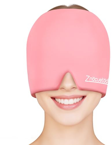 ZNÖCUETÖD Cappello per alleviare l'emicrania, per alleviare il mal di testa, con gel rinfrescante, per terapia caldo/freddo, per sinusite, stress, tensione, sollievo dal dolore alla testa, da donna