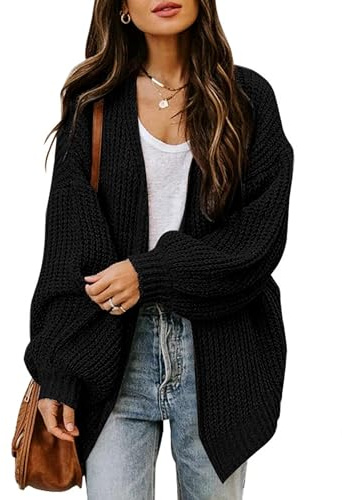 Jhsnjnr Cardigan épais ouvert à l'avant pour femme - Manteau tricoté surdimensionné - Pull automne à manches longues - Cardigan chaud