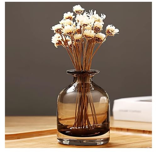 FEFEF Glass Vase,Glass Bottle Vases Amber Bud Vase Decorative Glass Vases for Home Decor,Farmhouse Decor,Tabletop Centerpieces,(vase only)