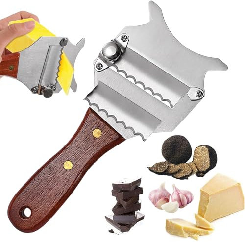 1 Pièce Coupe Truffe 19,5 cm * 8 cm Trancheur de Truffes Dent de Scie Râpe à Truffe Épaisseur Réglable Trancheuse à Fromage Inox Convient pour Couper des Truffes du Fromage du Chocolat du Beurre