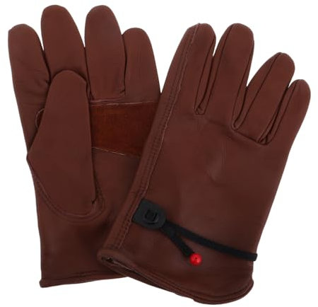 Toyvian 1paio Guanti Da Lavoro Pelle Con Chiusura Al Polso Per e Giardinaggio Guanti Resistenti e Multifunzionali Per Bbq e Costruzione Colore Marrone Taglia
