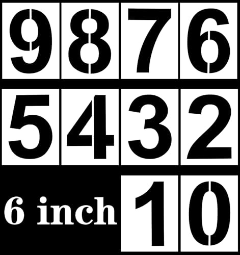 10 stencil con numeri, stencil a spruzzo, lunghezza 15 cm, riutilizzabili, in resina di poliestere, 0-9, per numeri civici, cassette delle lettere e lavori di pittura