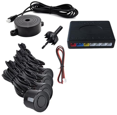 Fangxuee Kit de Sensor de Estacionamiento para Automóvil, 4 Sensores Universales, Zumbador, Radar de Marcha Atrás, Alerta de Sonido, de Sonda Indicadora