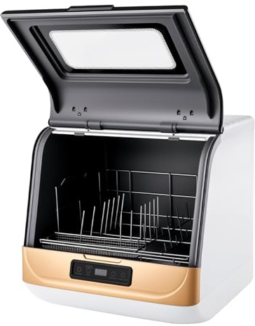 Mqwdxzfes 800W Mini Tischgeschirrspüler, 6 Maßgedecke Geschirrspüler mit 3 Spülprogrammen & Trockenfunktion, Tragbarer Kleine Spülmaschine für Home Wohnung Wohnmobil Boot, EU Stecker