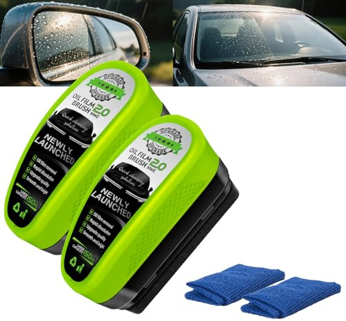 2 set oljefilmrengöringsborstar för bilfönster, med 150 ml Clearvision glasrengöringsmedel och handduk