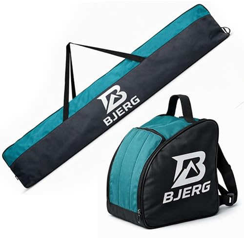 Vov.Vov BJERG Ensemble sac et sac à chaussures de ski - Sac/housse imperméable pour chaussures de ski et sac de transport - Pour skis - Fabriqué en UE (turquoise, pour skis de 180 cm)