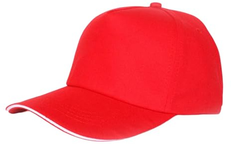 Rakiuty Cappello da Baseball Uomo con Visiera,Cappello da Sole Estivo Regolabile e Traspirante,Cappello Cotone Bambino Traspirante,Cappello Uomo con Visiera Rigida da Baseball,L（58-60cm） (Rosso)