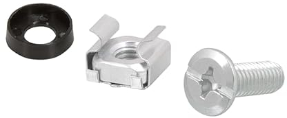 Juego de tornillos de montaje (50 x 6 mm) con arandelas y tuercas enjauladas para servidores de 19 pulgadas, sistema de armarios