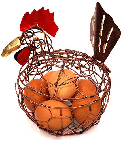 BALI PAPAYA Panier à Oeufs Boite Corbeille à œuf Fer forgé Métal Artisanal Original Décoration Table