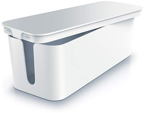 Bearware - Cable Tidy Box - Cable Management Box - Cable Organizer - Cable Box - Box for covering cables - Multiple Socket Organizer - Handy Charging Box - White