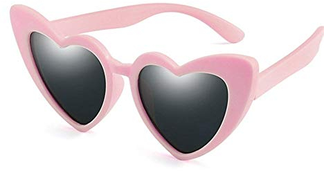 Long Keeper Herz Sonnenbrille Kinder - Sonnenbrille Polarisiert Heart Glasses UV400 Herzbrille für Mädchen Jungen 3-9 Jahre, One Size mit Brillenetui